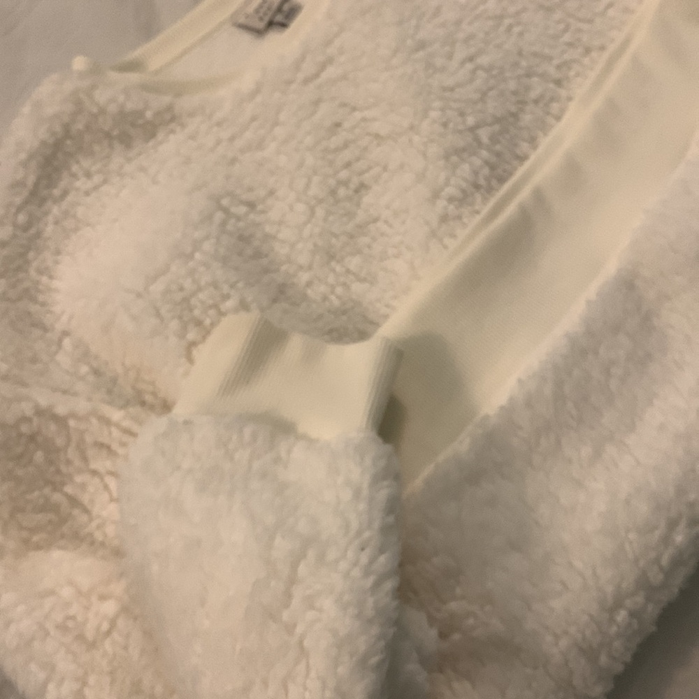 White, cozy long-sleeve with lots of fluff!